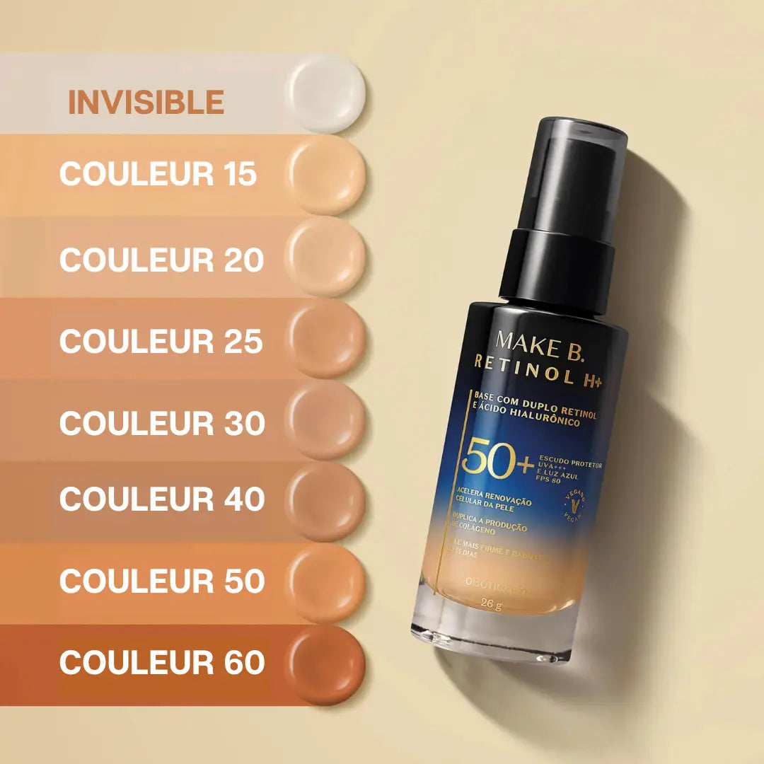 Make B. Fond De Teint Liquide SPF50 + Rétinol H+, 26 G